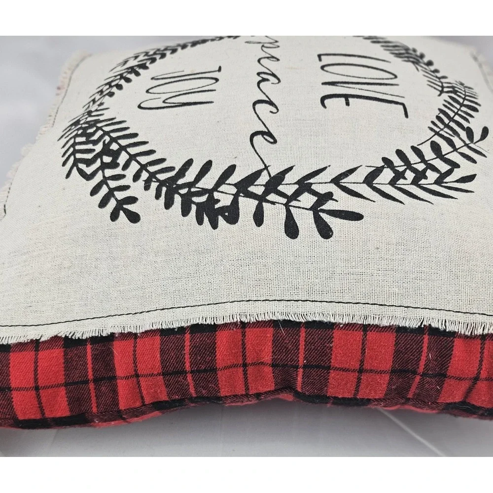 Stratford Home Buffalo‎ Plaid Pillow Love Peace Joy Christmas Holiday Decor